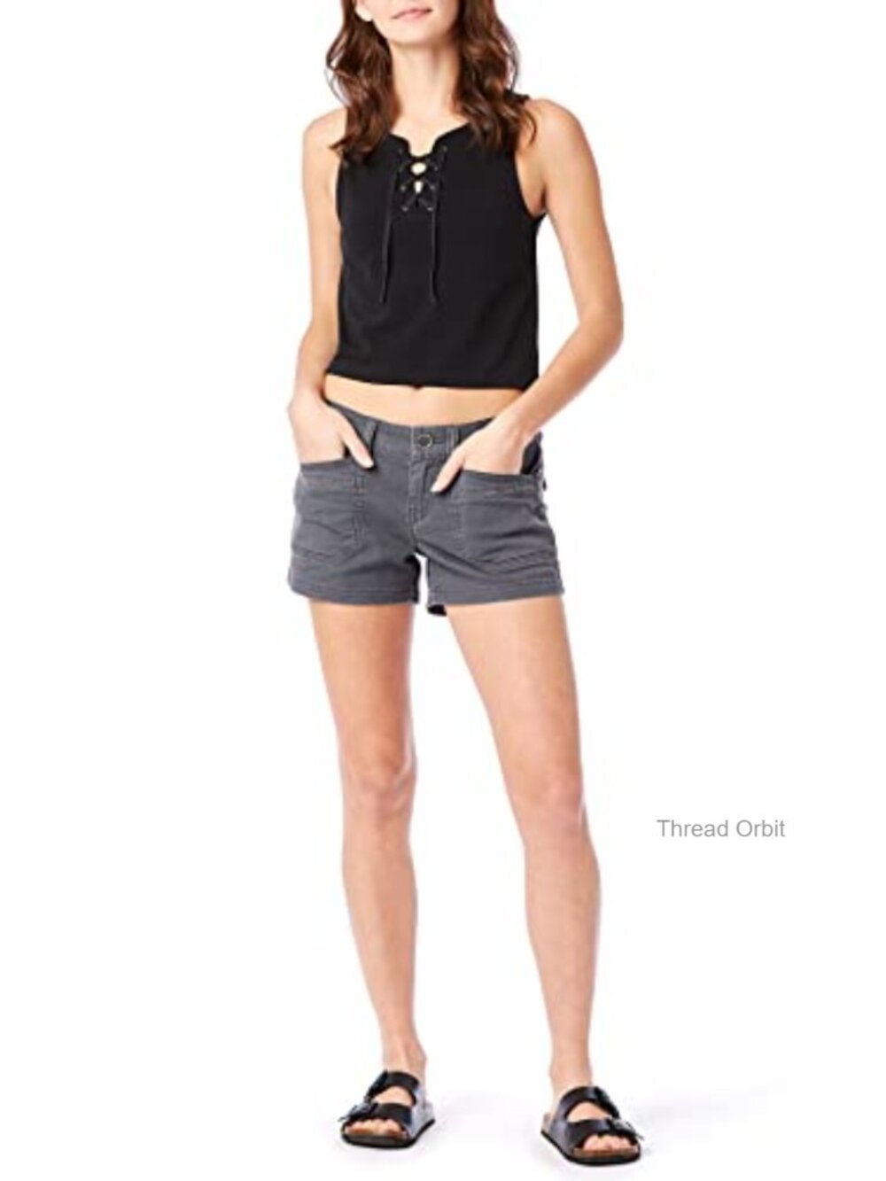 Women's Casual Stretch Shorts 3.5" Inseam Relaxed Fit Mid Rise Cotton Spandex